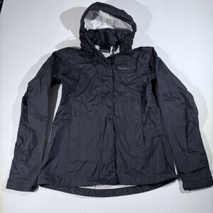 Marmot Jacket Women’s Size x-small Black PreCip Eco Hooded Rain Coat Windbreaker